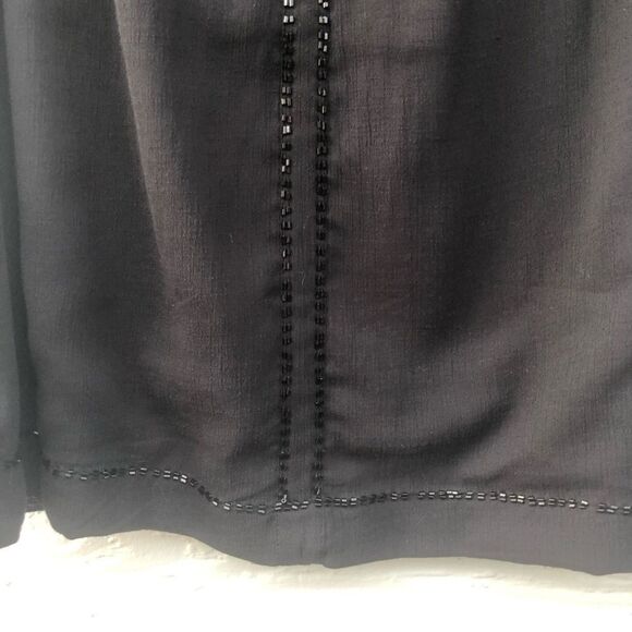 J. Peterman Black beaded sleeveless top blouse romantic goth 6 - Picture 2 of 16